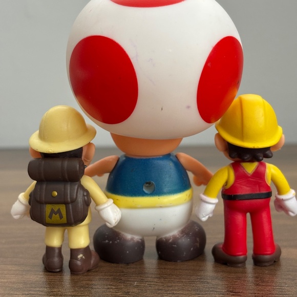 Set of 3 Nintendo Super Mario Bros TOAD MARIO Action Figures Toy Cake Topper Set - Picture 7 of 12
